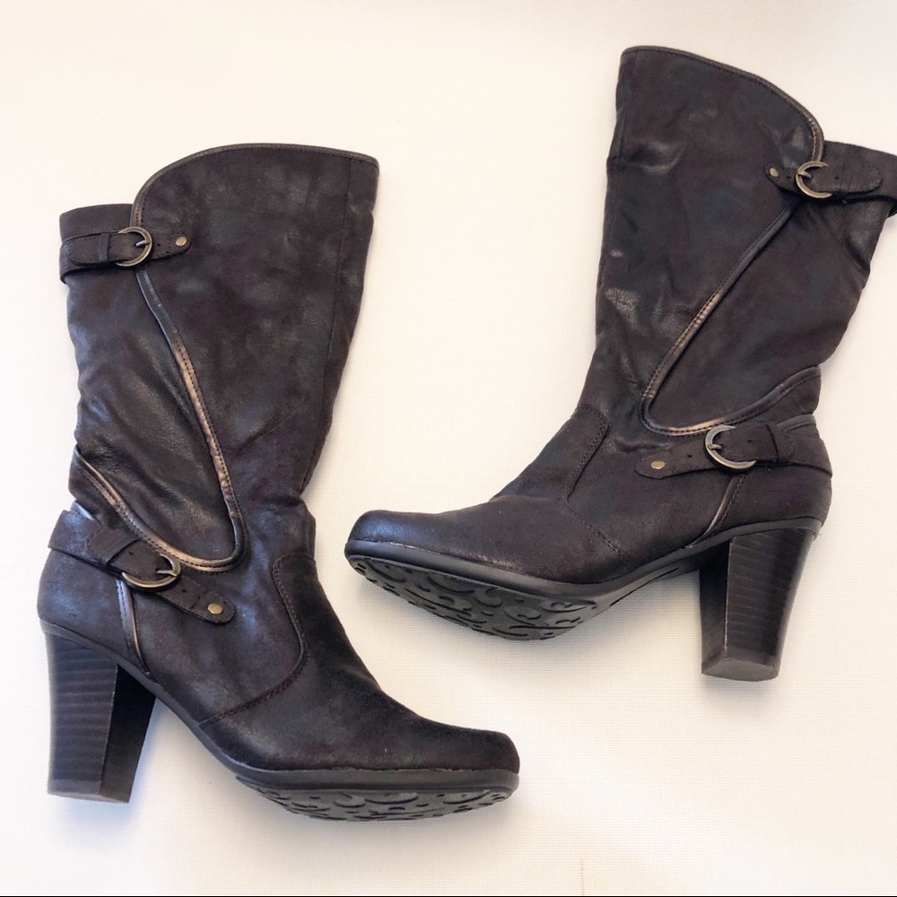 Madison Buckled Vegan Leather Boots